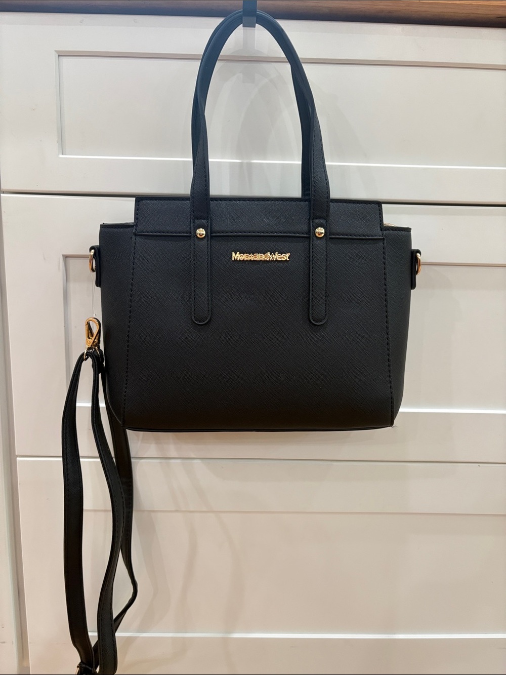 Montana West Black Satchel with Gold Hardware